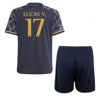Real Madrid Lucas Vazquez #17 Auswärts Trikotsatz Kinder 2023-24 Kurzarm (+ Kurze Hosen)